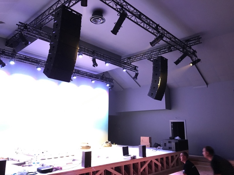 NEXT-proaudio LA122 line array system at Bachelors Park Pavilion Valmiera, Latvia