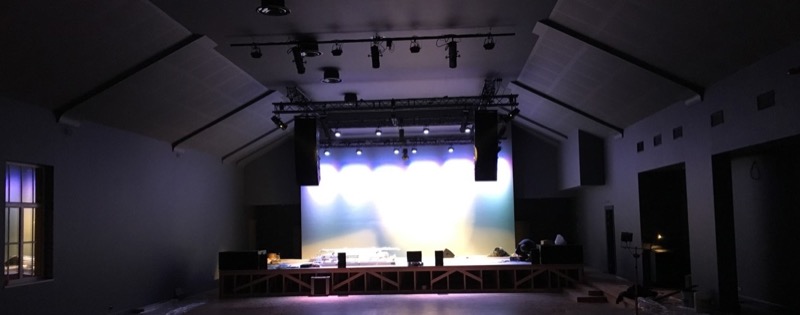 NEXT-proaudio LA122 line array system at Bachelors Park Pavilion Valmiera, Latvia