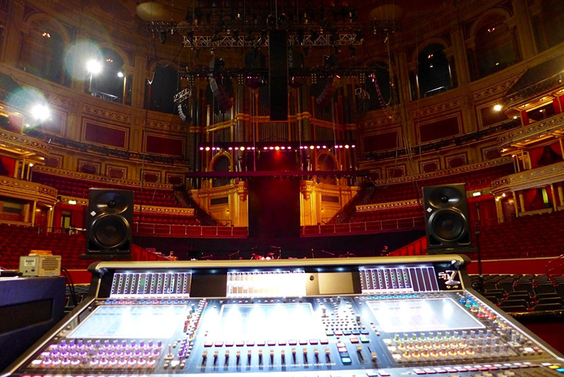 A pair of Neumann KH 120s at the FOH position, Royal Albert Hall, London, UK