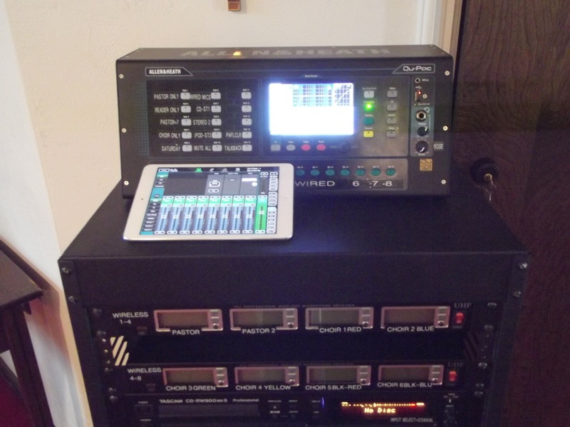 Allen & Heath Qu-Pac and iPad in the Equipment Closet