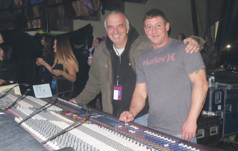 Bernie Broderick (EAW) with Bassnectar FOH Engineer Jason Decter