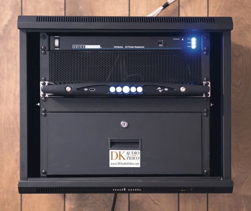 The rack at St. Francis High School gymnasium includes a single Powersoft X4 amplifier. 