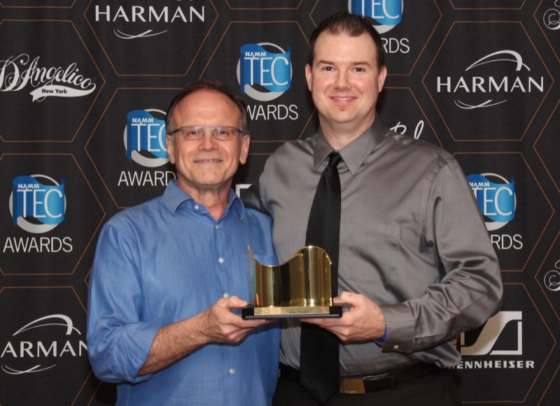 Chris Nighman, Audio-Technica U.S. Product Manager, accepts the award for the ATH-R70x