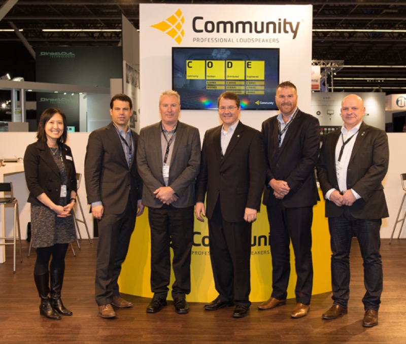 Left to right - Community Director of Marketing & Sales Operations, Julia Lee; Audioprof Managing Director & CEO, Koen Claerbout; Hills Consultant Support Manager, Bryan Davidson; Community CEO, Steve Johnson; Hills Head of AV Product Practice, Dan Fletcher; Audioprof Strategic Sales Director, Kris Vermuyten