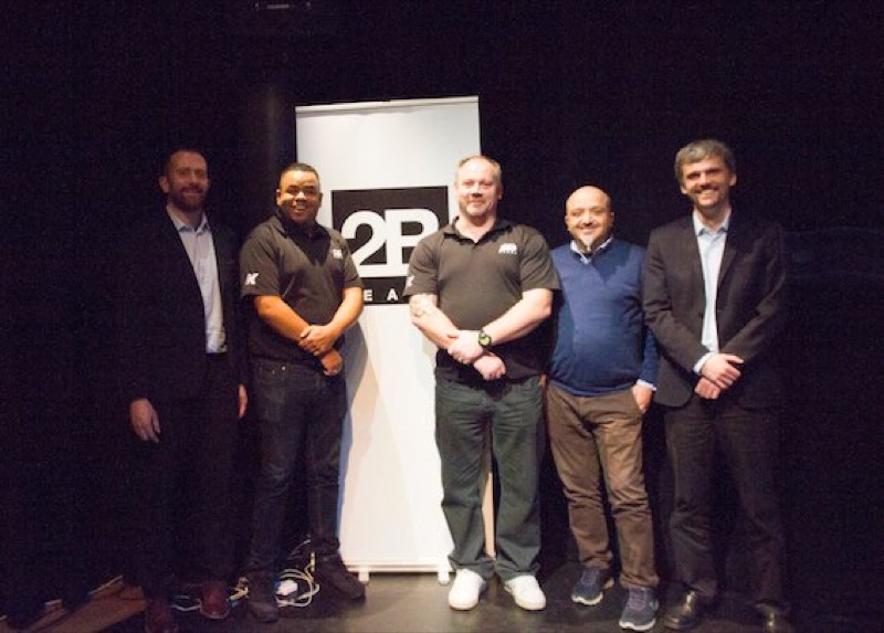 From left to right: Alessandro Tatini (K-array), Sam Nankivell (2B Heard), Dave Wooster (2B Heard), Mario Di Cola (K-array) and Stefan Feistel (AFMG).