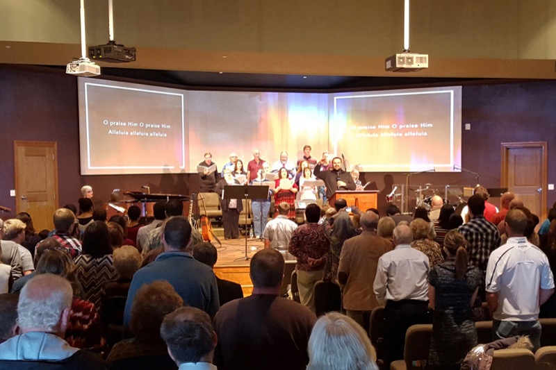 The congregation at First Southern Baptist Church in Pratt, Kansas.