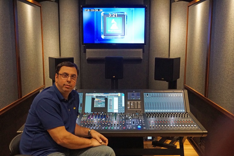 M3 co-founder and Engineer-in-Charge Joel Singer, pictured with M3’s Lawo mc256 console with a Waves Extreme Server connected to it, along with a DiGiGrid MGO, running Waves MultiRack SoundGridplugins, at the 58th annual GRAMMYAwards.