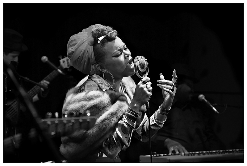 Andra Day with an Ear Trumpet Labs Edwina model