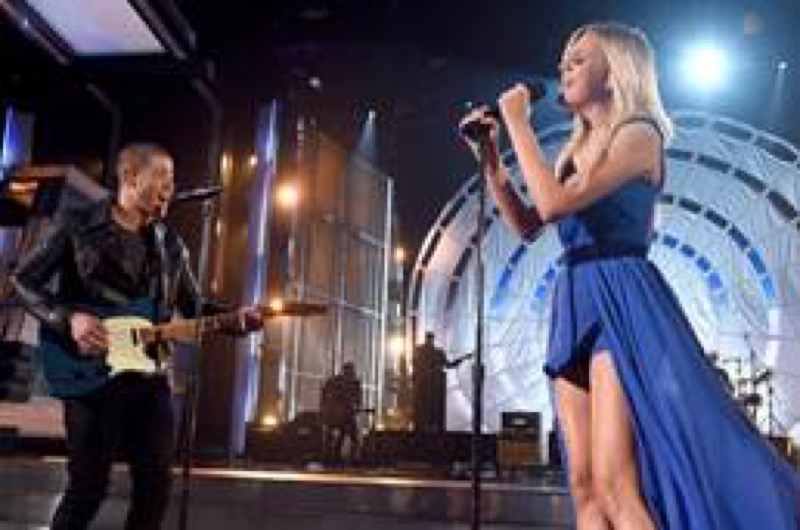 Recording artists Nick Jonas (L) and Kelsea Ballerini perform onstage during the 51st Academy of Country Music Awards at MGM Grand Garden Arena on April 3, 2016 in Las Vegas, Nevada. (Photo by Kevin Winter/ACM2016/Getty Images for dcp)  