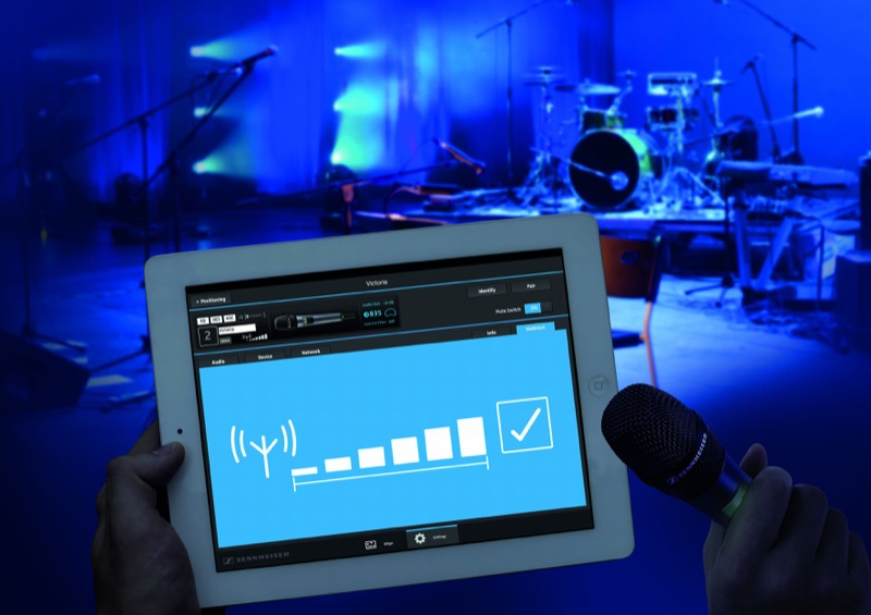 The app features a Walk Test Mode to check the signal strengths on stage.