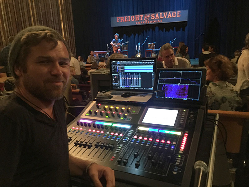 Tyson Leonard at the GLD-80 and Sven Holcomb on stage at a Jeff Bridges show in Berkeley, CA