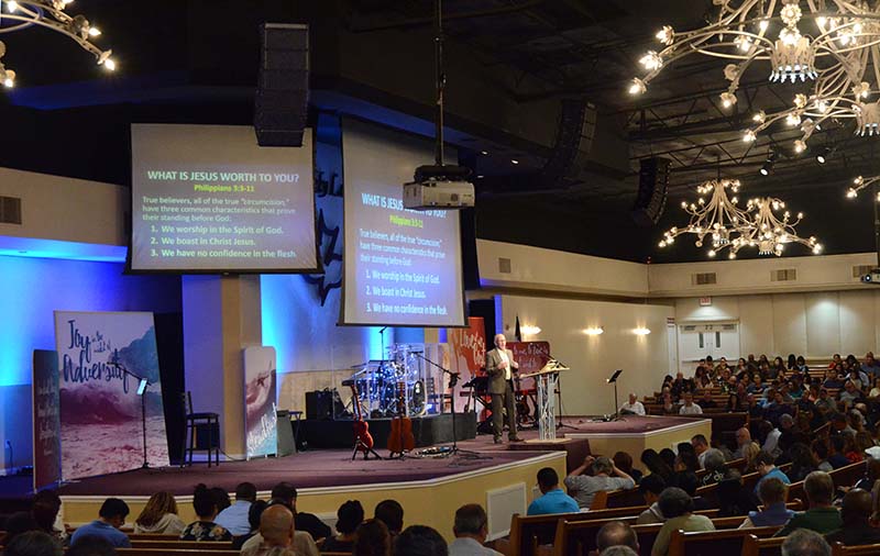 The recent sound system upgrade at Calvary Chapel in Gardena, CA, featuring QSC WideLine Line Arrays and PLD Series Amps