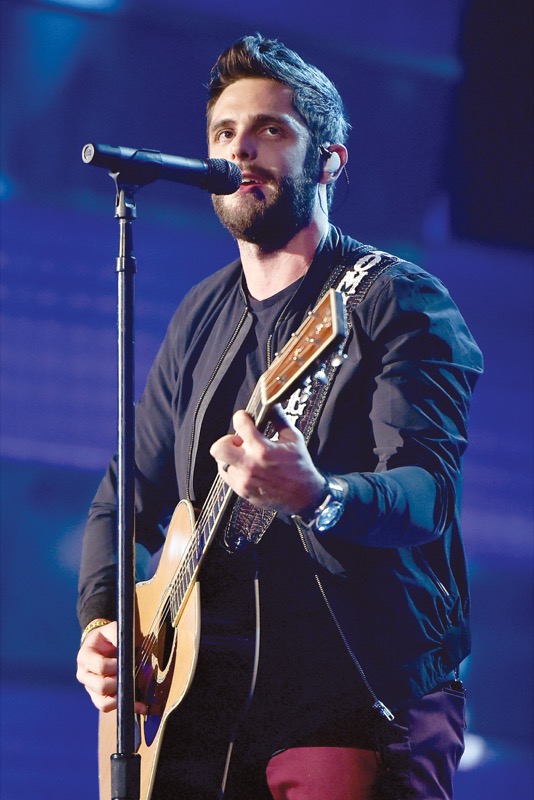 2016 ACM Single Record of the Year Award winner, and Audio-Technica endorser, Thomas Rhett, performing at the 51st Academy of Country Music (ACM) Awards on Sunday, April 3, 2016, using Audio-Technica’s Artist Elite5000 Series UHF Wireless System with the AEW-T6100a Hypercardioid Dynamic Handheld Transmitter. Photo by Kevin Winter/Getty Images. (These photos are the property of Kevin Winter/Getty Images and may be used by the press only for the purpose of one-time reproduction. Unauthorized use, alteration or reproduction of this photograph is strictly prohibited.)
