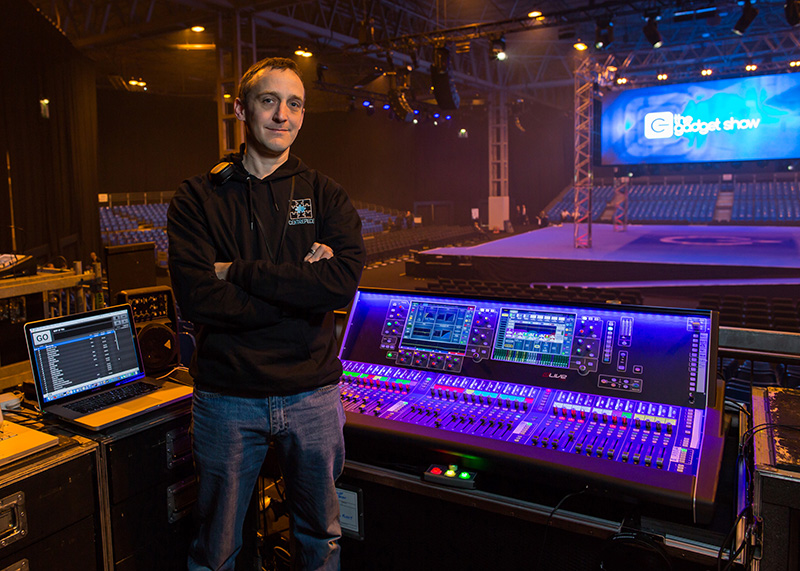 Gadget Show Live Head of Audio Gareth Davies (Centrepiece Productions Ltd) with Allen & Heath dLive S7000