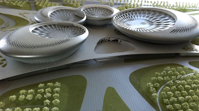 Architectural model of Jiangsu Grand Theatres in Nanjing, China.