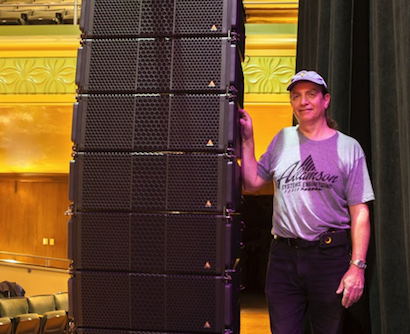 Ace Audio owner Mike Goodreau with the new Adamson S-Series line array.