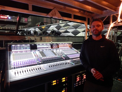 Monitor engineer Mike Flaherty mans the DiGiCo SD7.