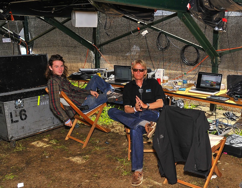 Jacob Choplin and William “Snoopy” Fuquay at the monitoring station for VIP Skyboxes.