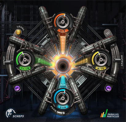 The graphic user interface for the Waves Scheps Parallel Particles plugin.
