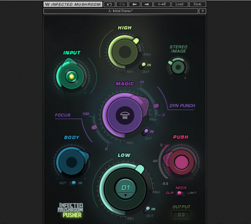 The interface of the Waves Infected Mushroom Pusher plugin