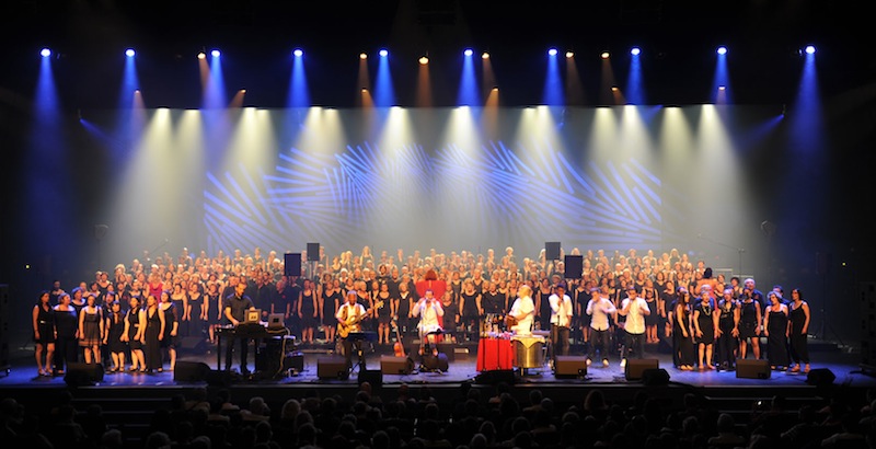 The UrbanVoices choir performs at the Grand Auditorium of La Cité Des Congrès Nante.