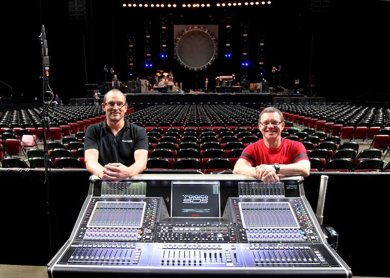 Monitor engineer Matt Coton and FOH engineer Trevor Gilligan at the tour’s DiGiCo SD5 house console.