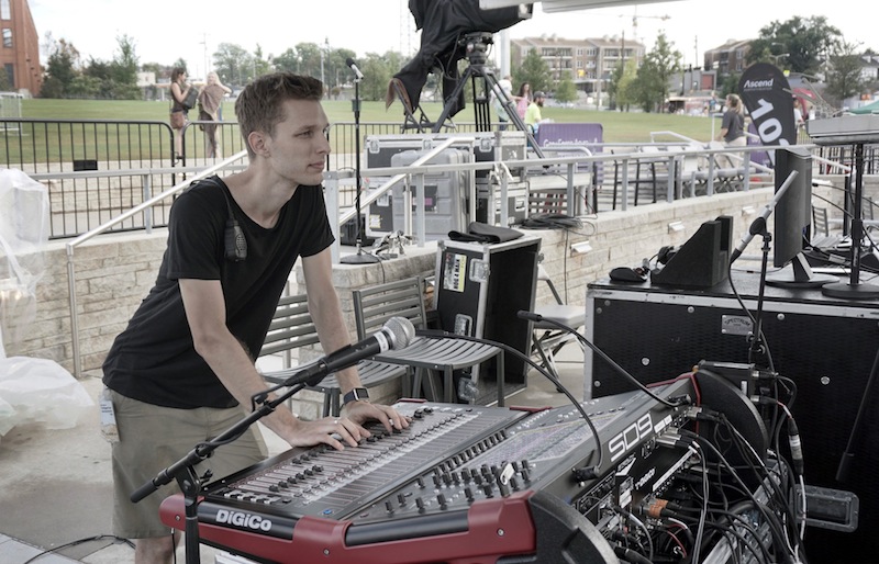 Jake Hartsfield, Ben Rector’s FOH mixer and production manager, at one of Spectrum Sound’s new Stealth Core 2-equipped DiGiCo SD9 desks.