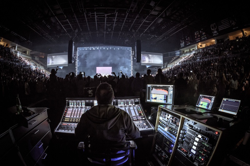 FOH engineer Jon Lemon mixing Sia’s “Nostalgic for the Present” tour on a DiGiCo SD5 desk recently upgraded to Stealth Core 2. Photo: Vic Wagner