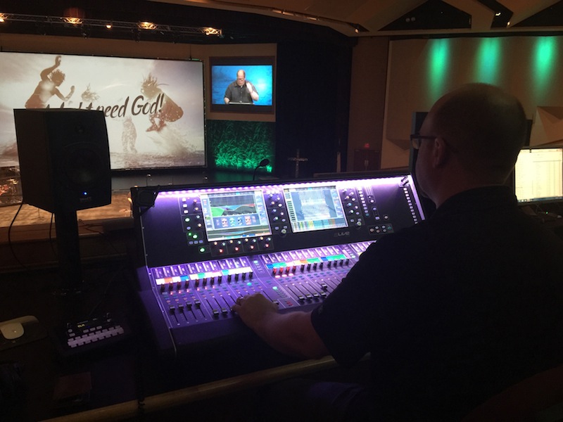 Tim James mixes on the Allen & Heath S7000.