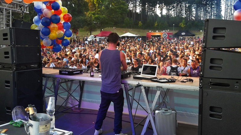 One of the two stages of the Lucky Lake Festival.