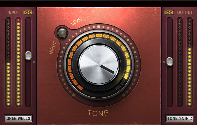 Interface for the Waves Greg Wells ToneCentric plugin.