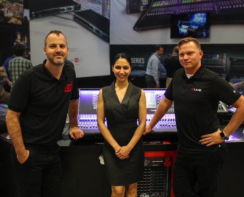 Mike Bangs (live sound & touring expert), Maryam Larki-Bavi (marketing manager) and James Duvall (commercial solutions specialist).