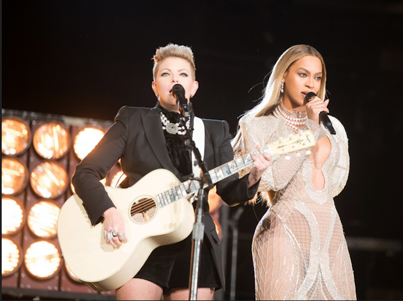 Beyoncé and Natalie Mains of the Dixie Chicks performed with Digital 9000. Photo: Daniela Vesco/Parkwood Entertainment.