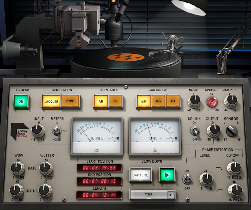 The graphic user interface for the Waves Abbey Road Vinyl plugin.