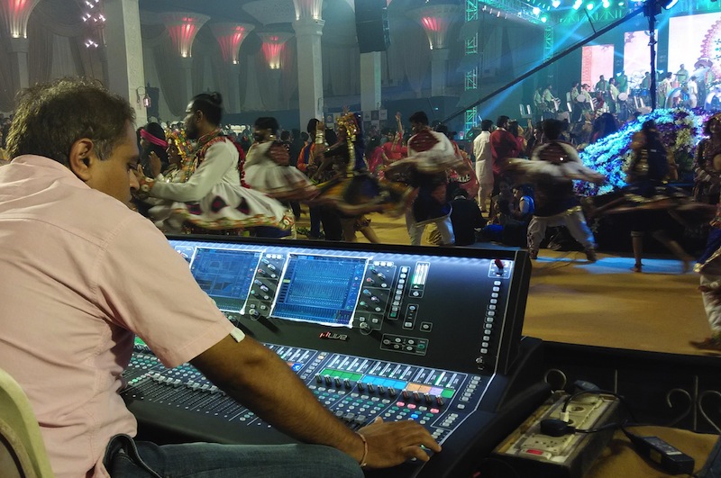 Pintu from Stagecraft at FOH with dLive at the Dildar Dandiya dance festival.