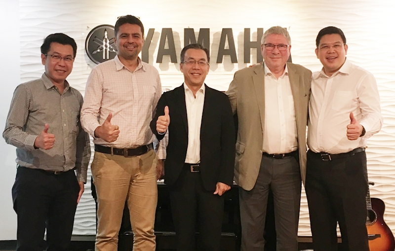 Pictured here, from left, are Kritsana Maraongsit, AV-PA-SV Division; Chandan Mahtani, Managing Director, Adam Hall Asia Pte. Ltd., Masaya Furuta, Vice President; Bodo Falkenried, Head of Global Business Development, Adam Hall Group; and Dr. Perawat Chookhiatti, Managing Director
