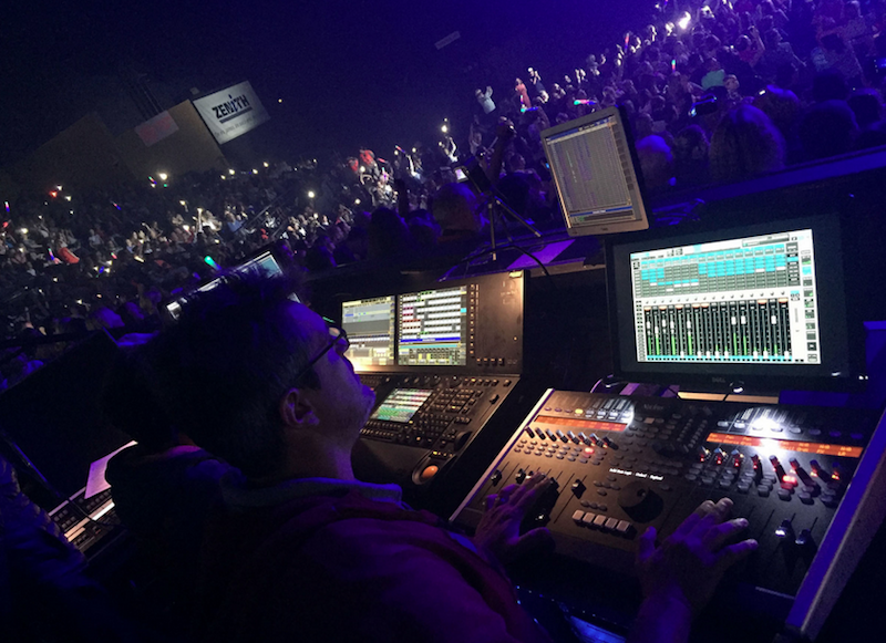 FOH engineer Stephane Plisson, pictured with his FOH setup.
