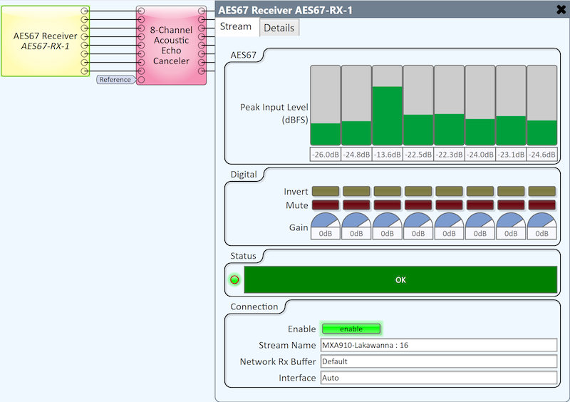 Q-SYS Platform AES67 RX with AEC.
