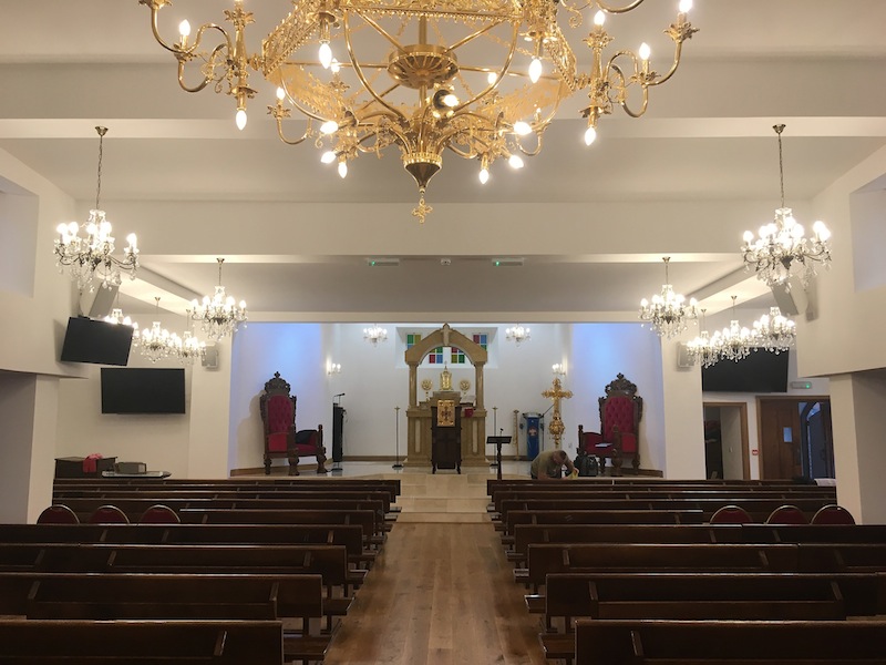 The sanctuary of the Syrian Orthodox Church in East Acton, London, after its installation of Martin Audio.