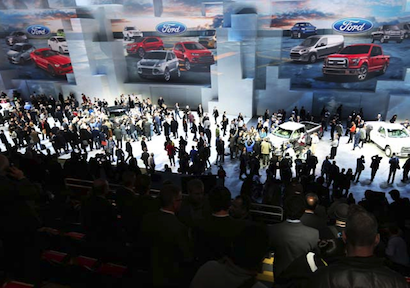 The Ford press conference was one of seven major manufacturer events prior to the launch of the show that used Radio Active Designs UV-1G wireless intercom system.
