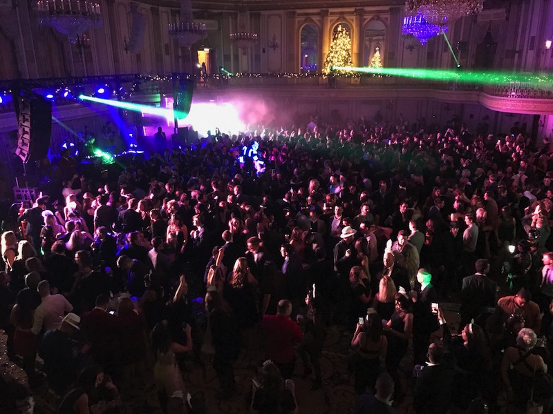 Sound Works Productions, Inc. (Mokena, IL) deployed a Nexo Geo S12 line array system to ring in 2017 at the event held in the historic Palmer House Hotel.
