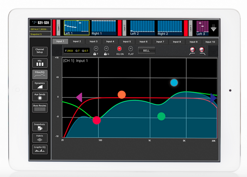 The new DiGiCo S App on an Apple iPad.