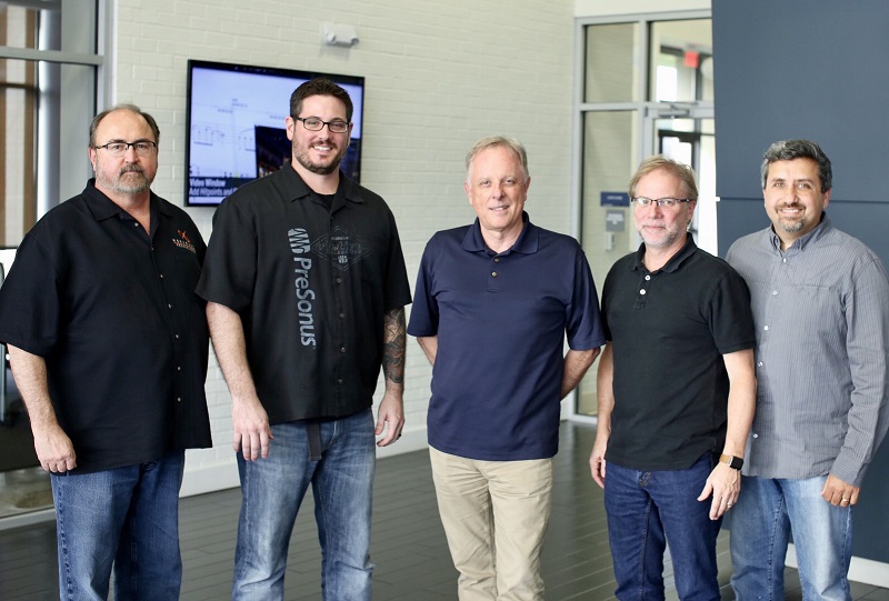 PreSonus Commercial Division team: (from left to right) Hugh Sarvis, Tony Flammia, Stephen Fraser, Jim Odom, and Rick Naqvi.