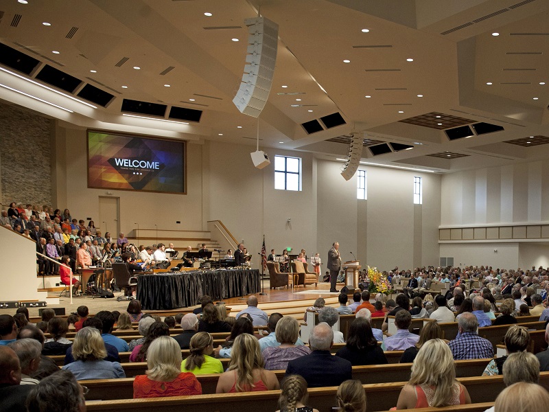 The sanctuary at Clear Springs Baptist Church.