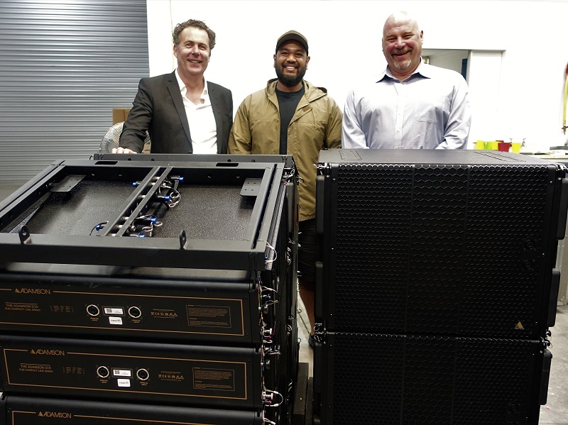 (L-R) Greer Compston of Direct Imports, Forge Audio's Marc Benedict & James Ritter of Adamson Systems Engineering