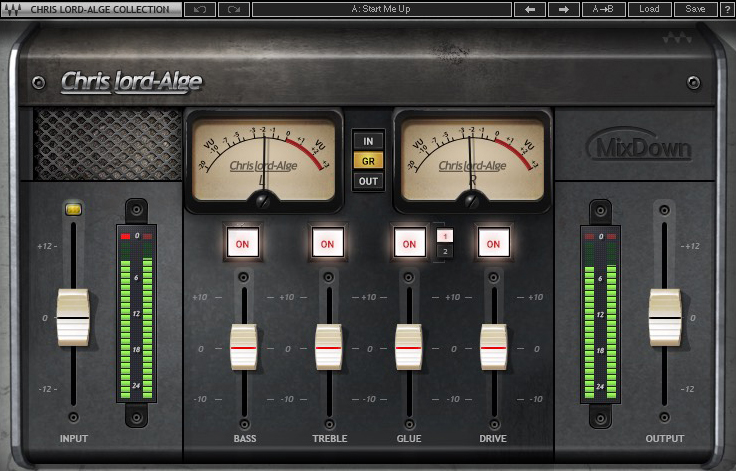 User interface for the Waves CLA MixDown plugin.