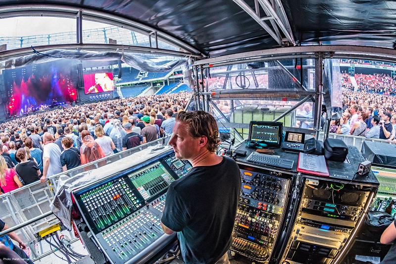 Antony King, Front of House Engineer for Depeche Mode, in the FOH position with an SSL L500 Live console.