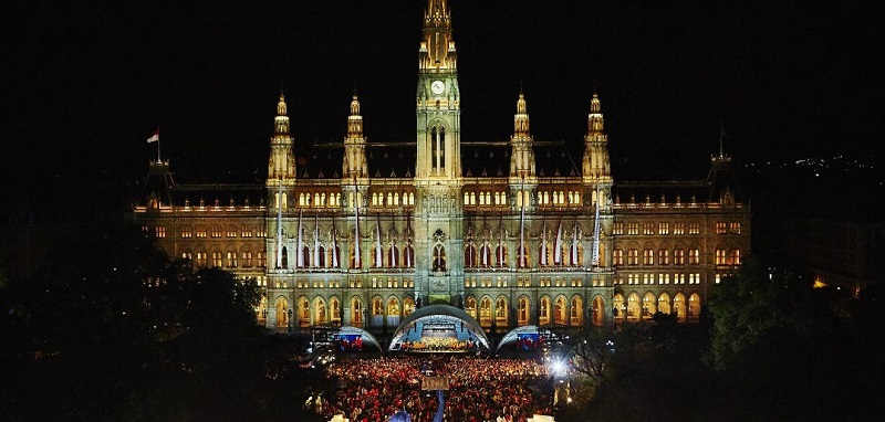 An aeriel shot of the opening ceremony