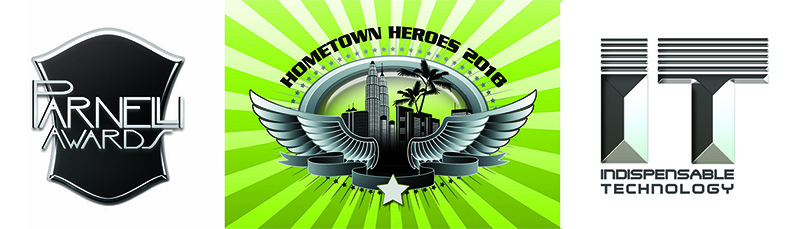 Logos for the Parnelli Awards, Hometown Hero competition and Indispensable Technology (IT) Awards