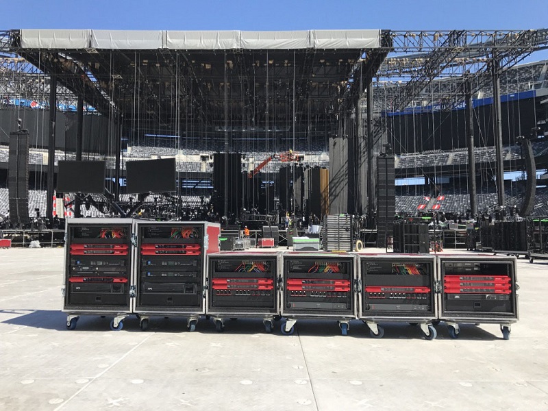 Firehouse Productions’ RedNet-based drive system racks on site at MetLife Stadium for IIFA 2017